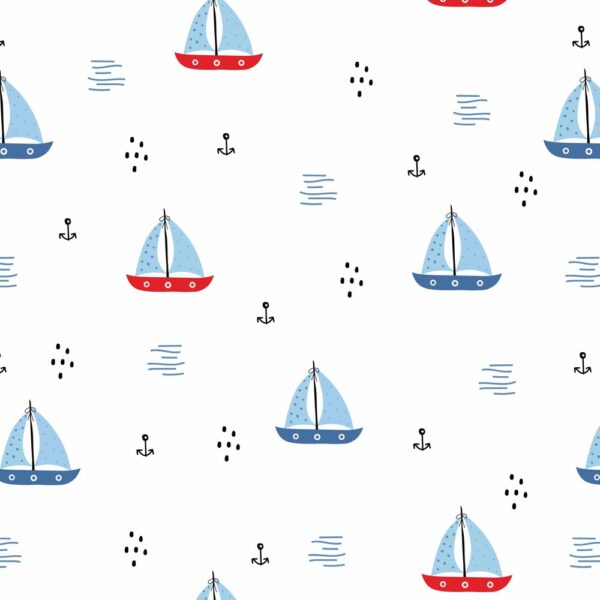 Nautical Voyage Kids' Wallpaper - White