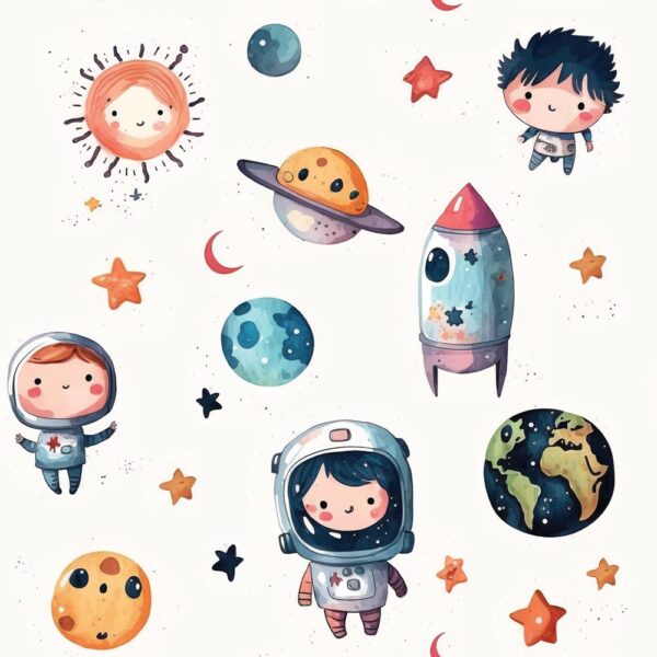 Stellar Dreams Kids' Wallpaper - White