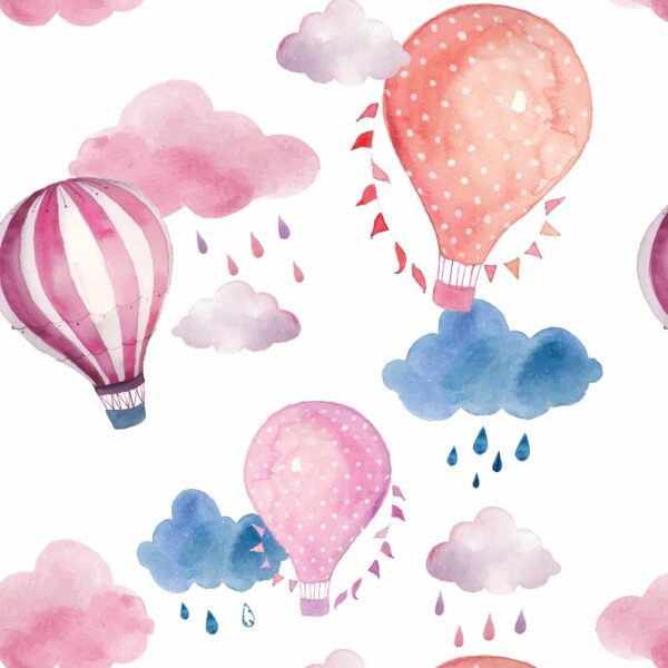Raindrop Balloons Kids' Wallpaper - White