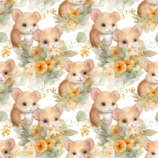Garden Whispers Mice Kids' Wallpaper - White