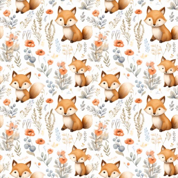 Frolicsome Foxes Kids' Wallpaper - White
