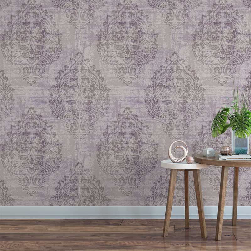 Whispered Heirloom – Vintage Damask Wallpaper in Pink & Grey - Image 3