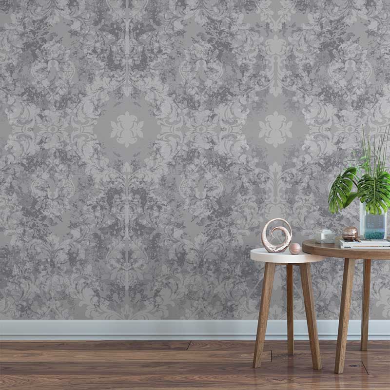 Velvet Noir Damask – Black & Grey Wallpaper - Image 3