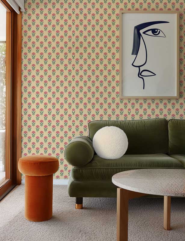 Retro Floral Bloom Wallpaper - Image 5