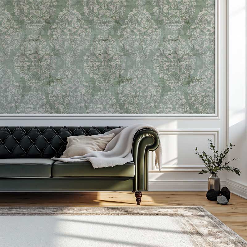 Verdant Heirloom Damask Wallpaper