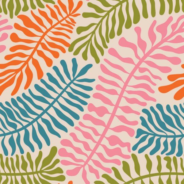 Tropical Pastel Ferns Wallpaper - Beige