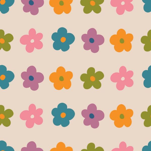 Flower Pop Parade Wallpaper - Beige