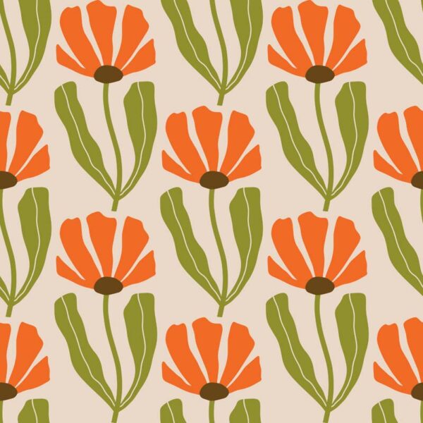Terracotta Tulip Garden Wallpaper - Orange