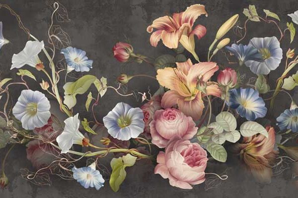 Floral Embrace Wallpaper - Black