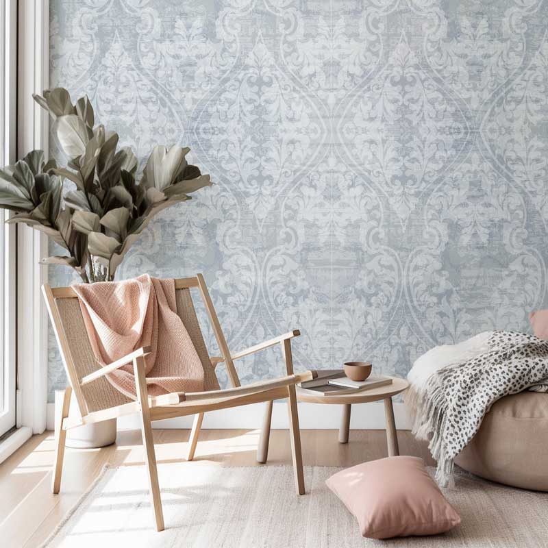 Vintage Whispers – Blue Damask Wallpaper - Image 5